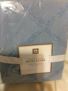 Pottery Barn Teen Ashlyn Tufted Twin Duvet Cover Chambray Blue Nwt