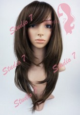 W151 Brown Long Layered Sythetic Wig - studio7-uk 