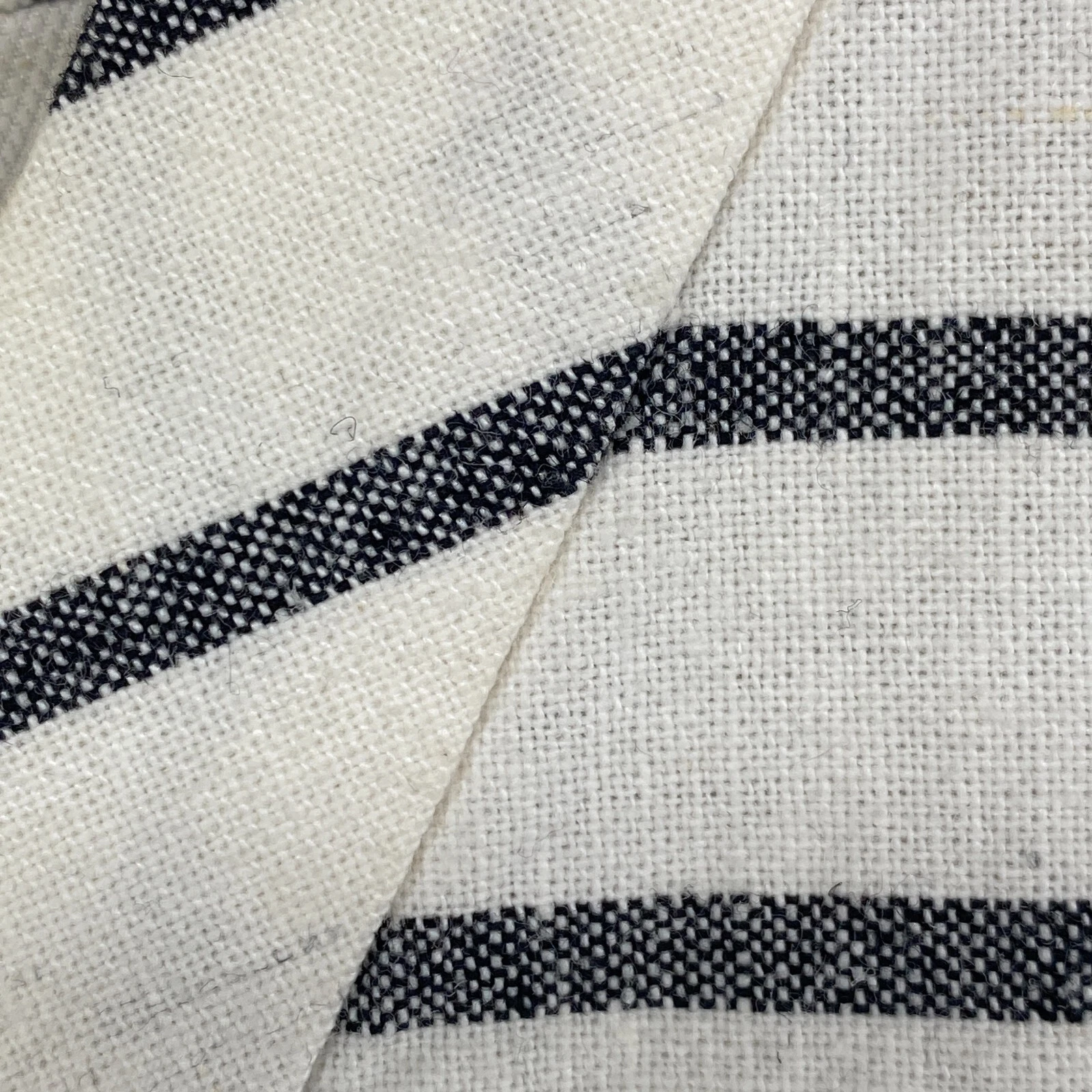 OFF WHITE Abito LANDS' END 14 cotone lino righe tubino tunica manica corta bianco sporco