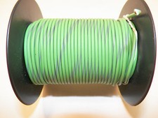 100 FOOT SPOOL 18 GAUGE GXL HI TEMP WIRE LT GREEN/GRAY STRIPE AUTOMOTIVE  FEET