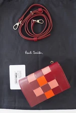 Paul Smith Small Bag Purse Burgundy Maroon Red Iwoven Screen Check Crossbody New