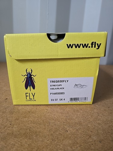 Sandalias Fly London para mujer viola y tela negra planas Reino Unido 4/EUR 37 nuevas con caja - Imagen 13 de 14