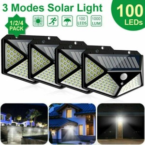 100LED Solarlampe Solarleuchte /& Bewegungsmelder Außen Fluter Sensor Strahler