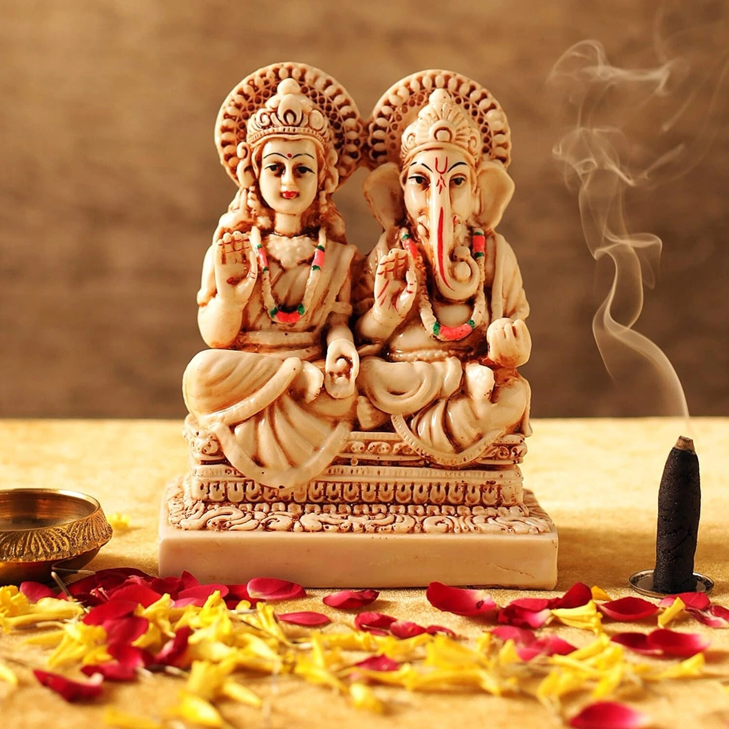 Estatua Figurita De Laxmi Y Ganesha Para Decoración Del Hogar