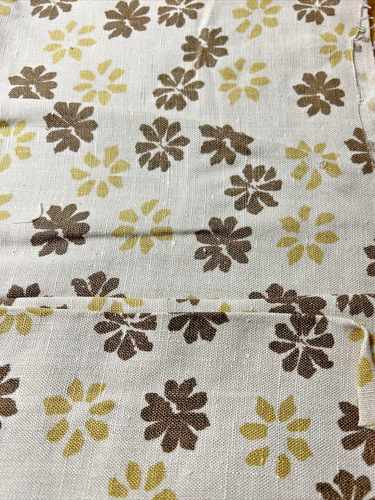 Lino Estampado Floral, 2 Piezas: Marrón y Azul 90cm x 45cm y 80cm - Años 80 Vintage - Imagen 2 de 7