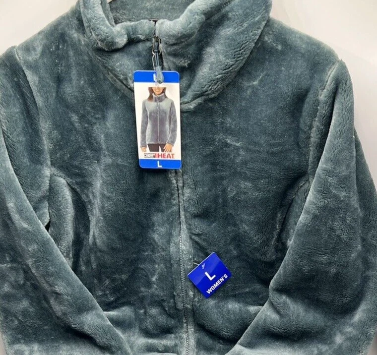 Chaqueta de felpa para mujer talla grande 32 grados calor suave y acogedora color: verde humo