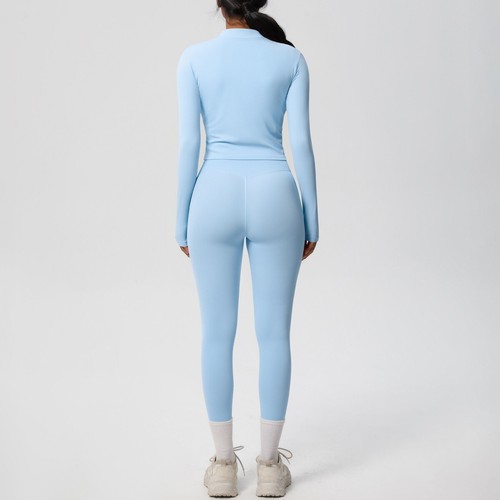 2tlg Yoga Anzug Damen Gym Set Sport Set Frauen Trainingsanzug Laufen Reißverschluss Workout - Bild 64 von 74