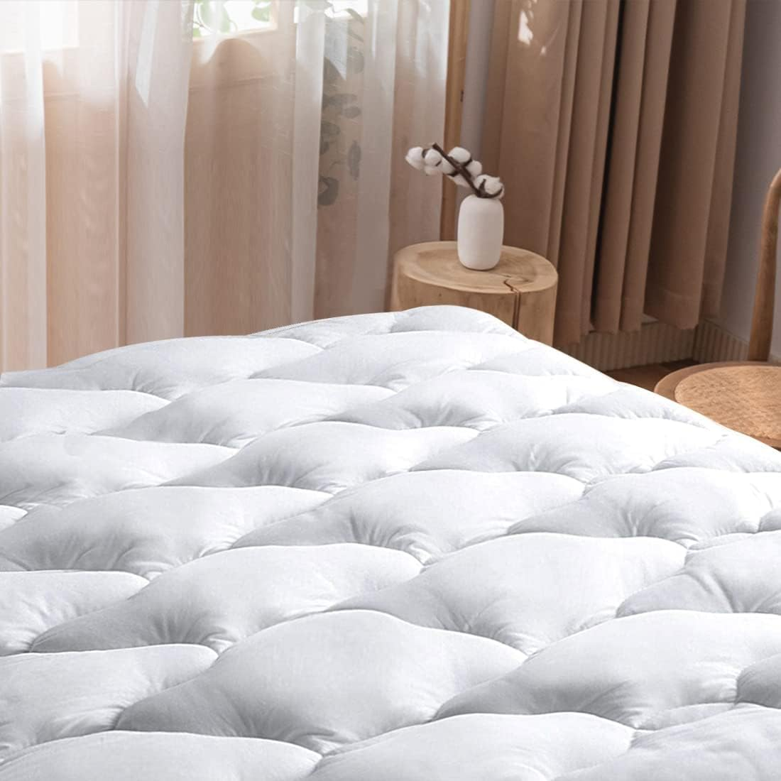 Waterproof Mattress Pad Twin XL Size Cotton Top down Alternative Filling Pillow