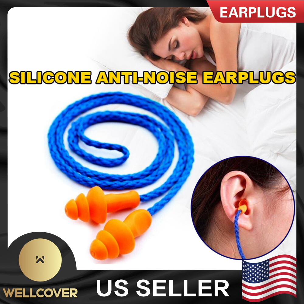 NEW 5PCS Reusable Hearing Protect Safety Earplugs Soft Silicone Corded