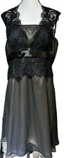 JS Collections Size 14 Little Black Dress Lined Lace/Satin Accents EUC