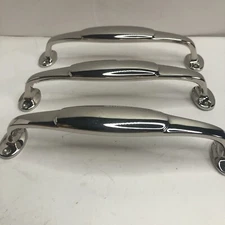 Qty = 3Top  Cabinet Pull 8 5/16” Brushed Satin Nickel Screws and A Knob