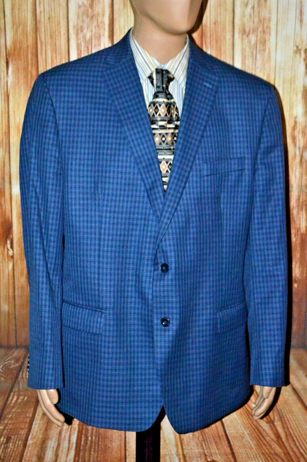 Michael Kors Men Check Polyester Blend 2 Front Button Sports Coat Sz 48R thumbnail 2