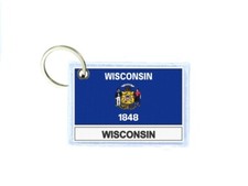 Keychain printed double-sided flag USA Wisconsin WI