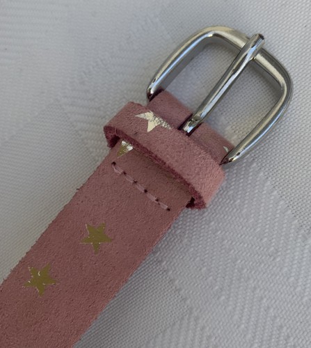 Hanna andersson Girls Belt Leather Suede Pink Silver Foil Stars Small NEW - Picture 8 of 10