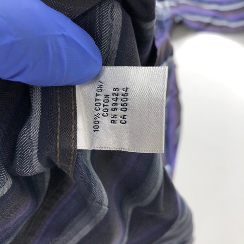 Bugatchi Uomo 16/35 Button Long Sleeve Striped Dress Shirt Purple PLS READ - Picture 10 of 11