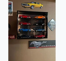 ​1/18 Scale Diecast Car Display Case Cabinet Box Wood Memorabilia Cars Mirror