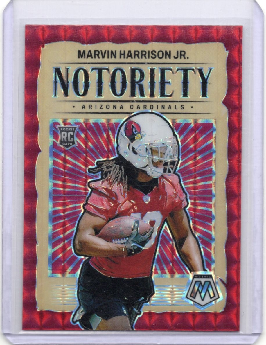 2024 Panini Mosaic Marvin Harrison Jr Notoriety Mosaic Red #22 Cardinals RC