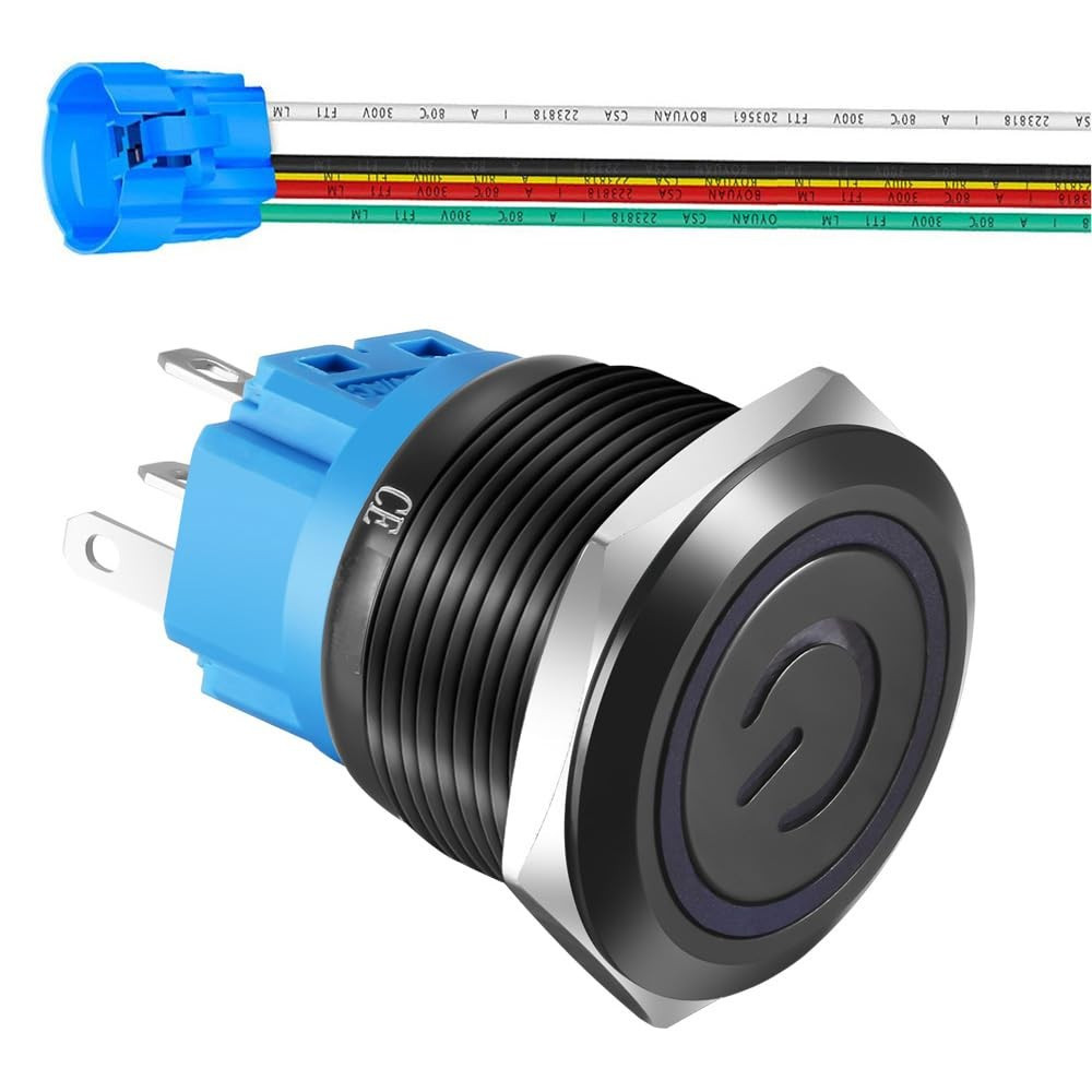 Gebildet 22mm Stainless Steel Latching Push Button Switch 110V-220V/5A Power...