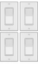 BESTTEN 4 Pack 3-Way Decorator Light Switch with Wallplate, 15A 120/277V, On/Off
