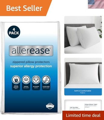 Allergy-Proof King Pillow Protectors by AllerEase - 4-Pack, Soft & Quiet Cover