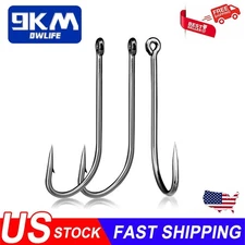 50Pcs Saltwater Long Shank Fishing Hooks High Carbon Steel 12mm~78mm Hooks