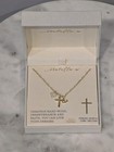 Sterling Silver & Zirconia Gold Neckalce W/ Cross, Heart & Anchor NIB