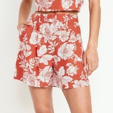 Old Navy High-Rise Adjustable Waist Orange Floral Taylor Shorts NWT