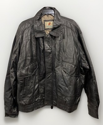 Ruggadier Black Lambskin Leather Bomber Jacket Men s Size 2XL Vintage 90 s