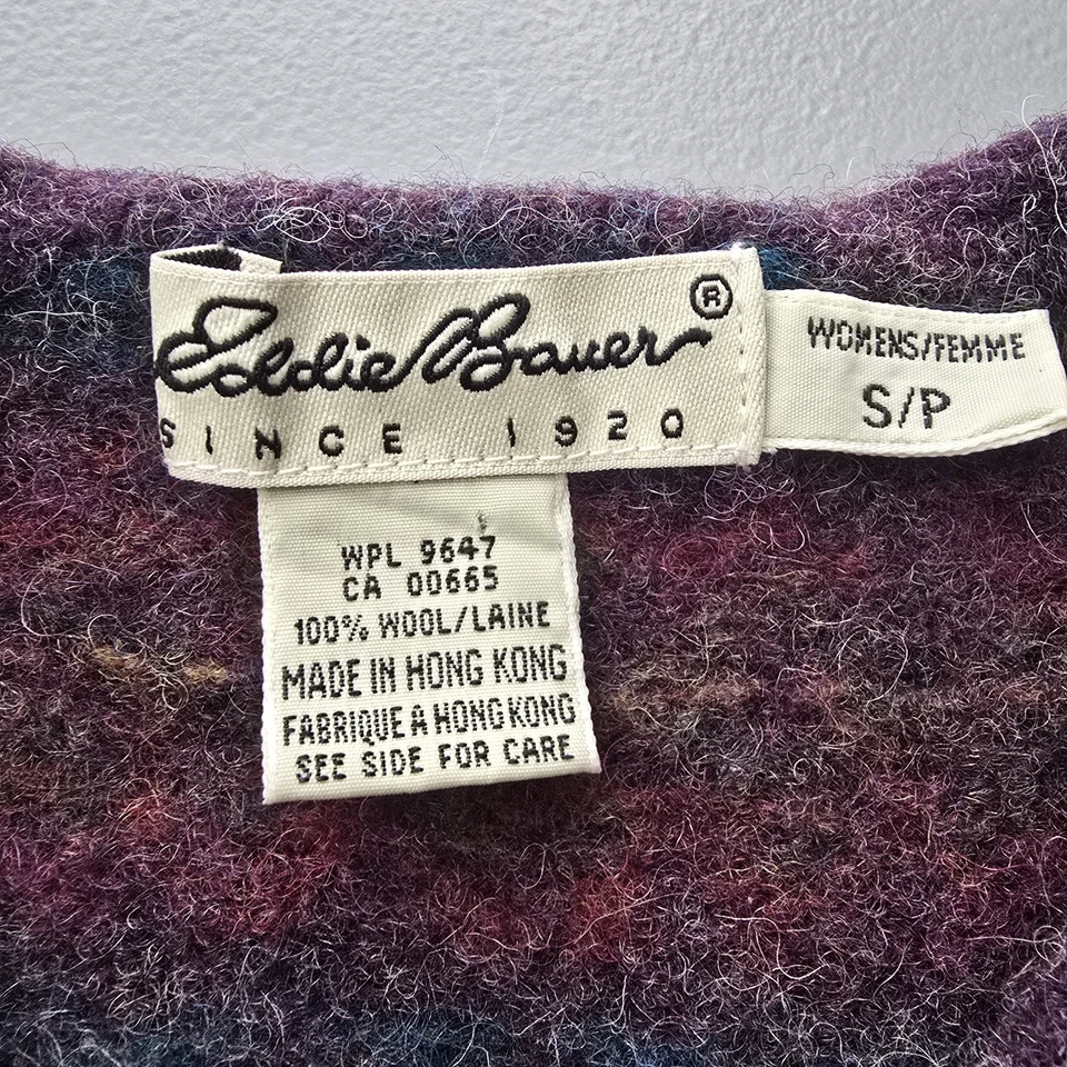 Eddie Bauer Sweater Womens Small Cropped Sleeveless 100% Wool Vest Vintage 1980s - Image 3 of 3