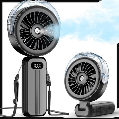 Tragbarer Handventilator mit Wassernebel, 4000 mAh Akku, 4 Geschwindigkeiten