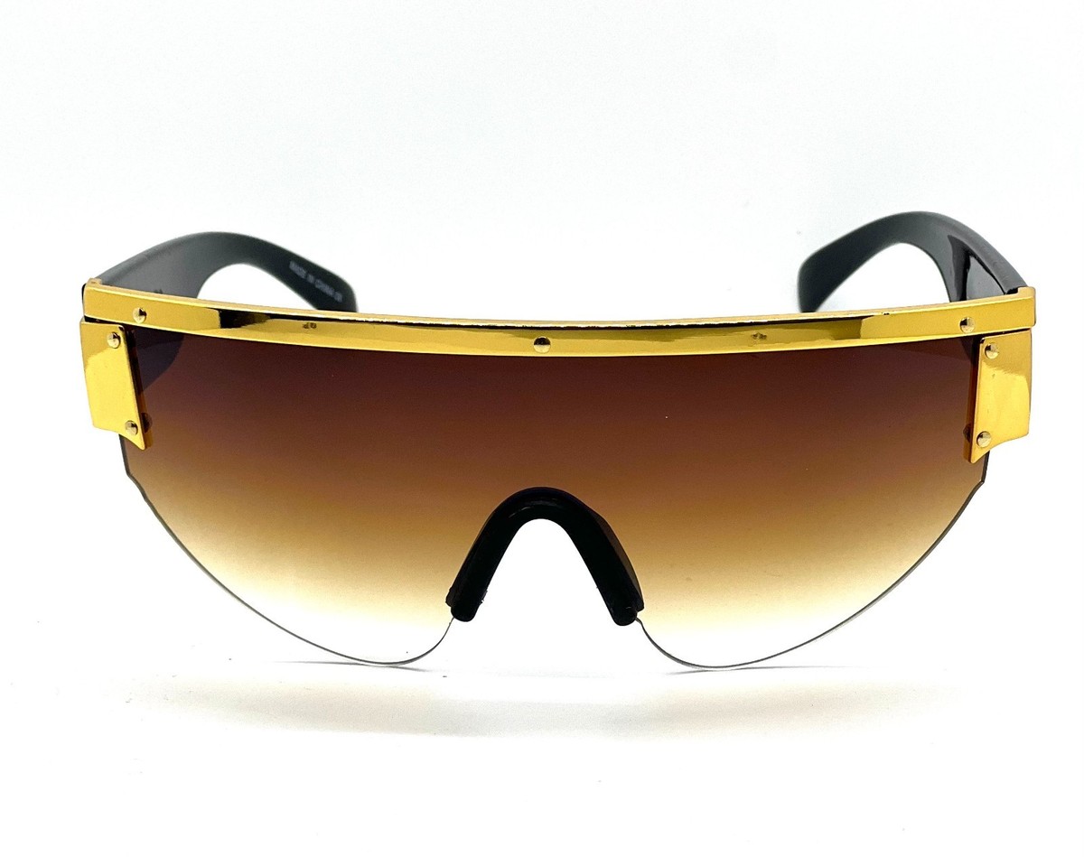Sunglasses Cholo Shield Gold Metal Frame UV400 Sun 
