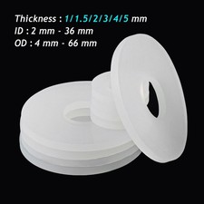 White Silicone High Temp Flat Ring Rubber Washer Seal Gaskets 1mm-5mm Thickness
