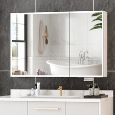LED Bathroom Mirror Cabinet Wall-Mounted Bathroom Cabinet Shelves Smart Anti-Fog