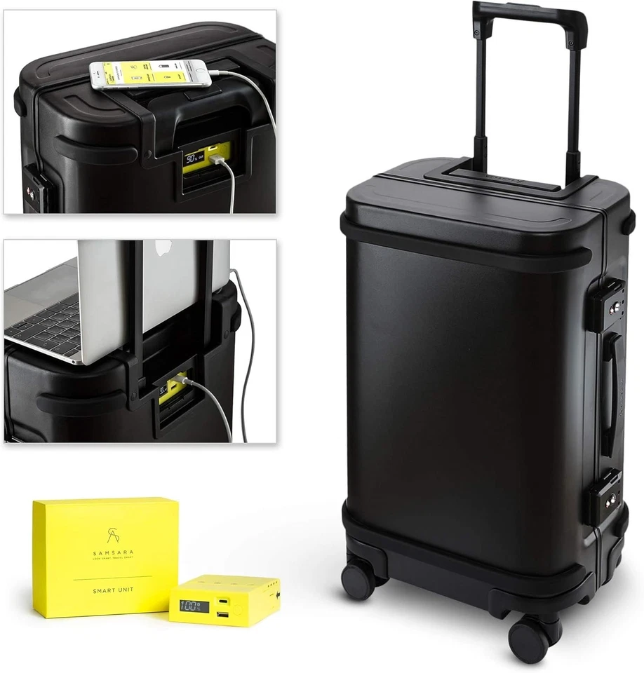 Samsara 21" Aluminum Carry-On Luggage Roller Suitcase W/ Charging Port TSA Locks - Image 3 of 4