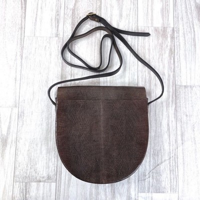 Yves Saint Laurent Lizard Shoulder Bag Brown Vintage Used From