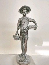 STATUA PESCATORE  In Antimonio Bronzato  E Base In Marmo - ITALIA - XX SECOLO,