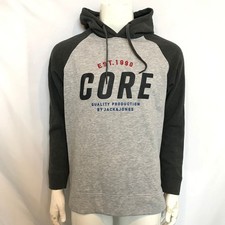Jack and Jones Men's Gray Black Combo Core Hooded Sweatshirt Size L