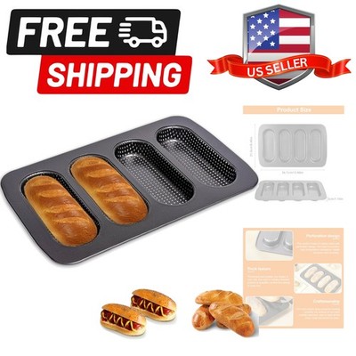 Hot Dot Bun Pan, Carbon Steel Non-Stick Baguette Pan Bread Mold Mini Baguette...