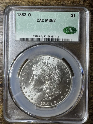 1883-O Morgan Silver $1 Dollar Coin CACG MS 62 CAC