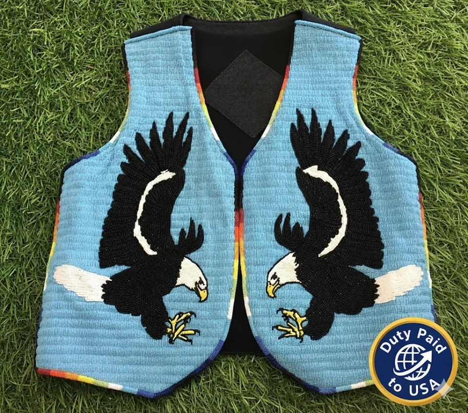 Native American Style Handmade Beaded Vest | Powwow Regalia | Tribal Vest BV917 - Image 4 of 4