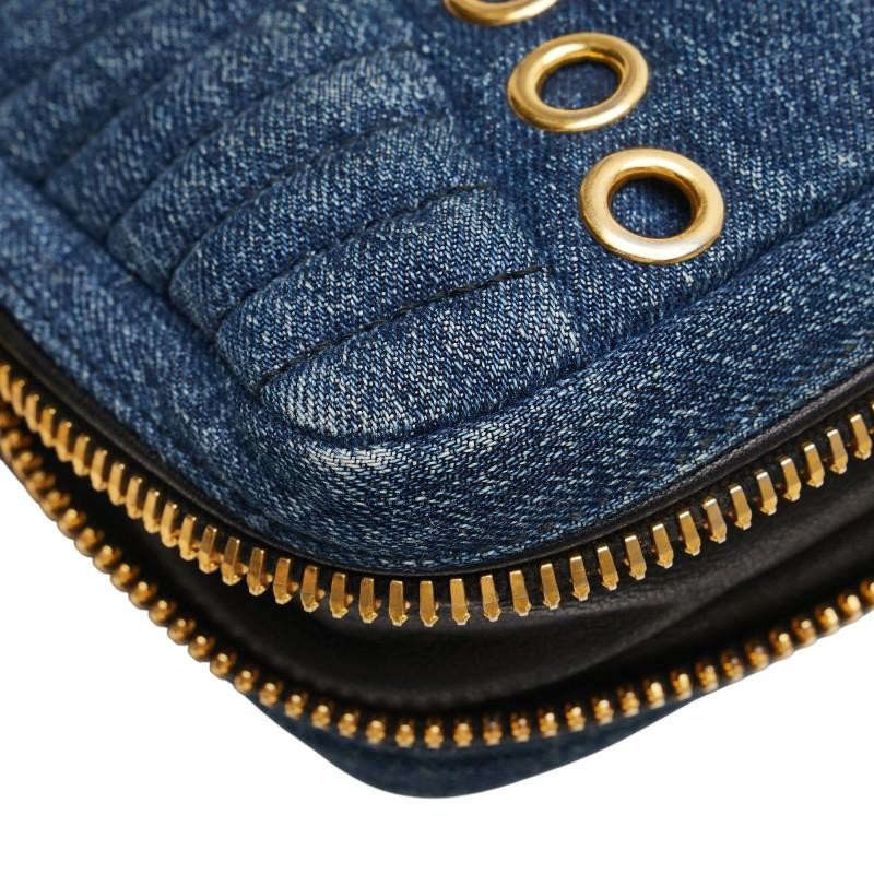 MIUMIU Indigo Blue Bejeweled Denim Shoulder Bag Used image 7