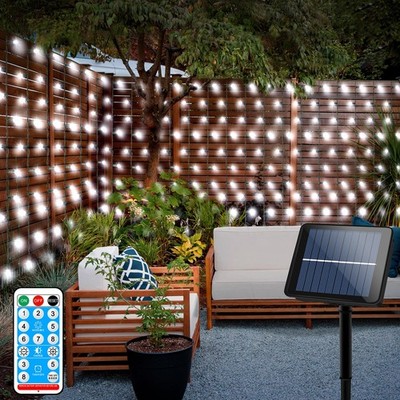 Solar Powered Curtain Lights 33ftx 3ft 500 Outdoor Curtain Lights Waterproof ...