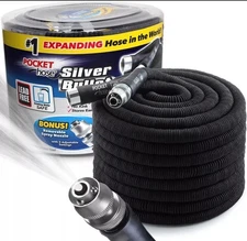 50ft Pocket Hose Silver Bullet Lightweight No Kink Expandable Garden Hose