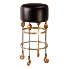 Lucas + McKearn Lighting Collection SI1050 Armory Bar Stool Chrome and Gold