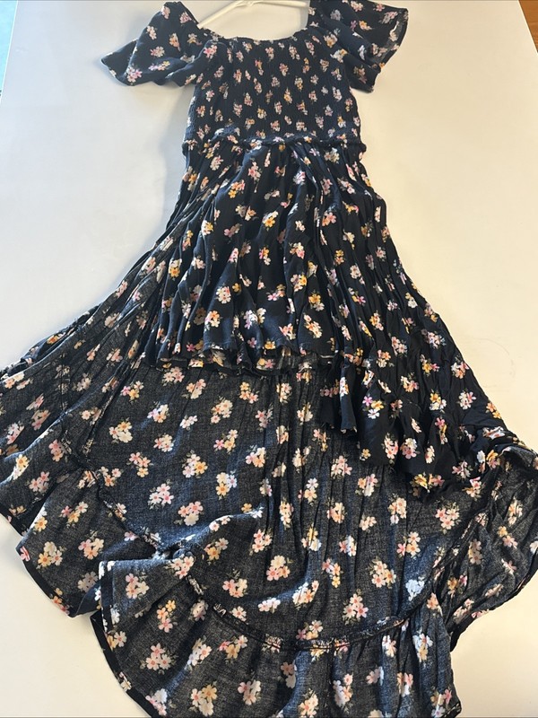 Art Class Girls Size 10 Black White Pink Yellow Flower Dress