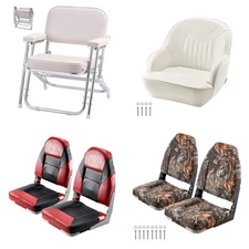 Boat Seat High/Low Back Fold-Down Fishing Boat Captain Seat Flip Up Boat Chair