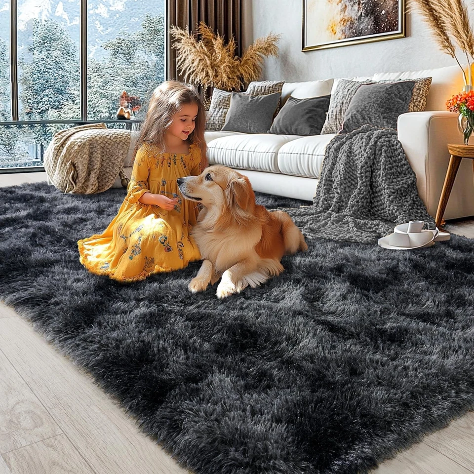 KING DARE 8x10 Area 8&apos; x 10&apos; (Rectangular), Tie-dyed Black Grey  — 第 2/4 张图片