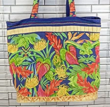 Sun n Sand Andrea Tachiera Bag Tropical Floral Large Beach Tote 19x15