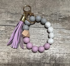 Silicone Beaded Bracelet Keychain with Tassel Accessory