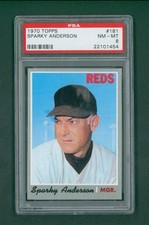 1970 Topps Baseball Card - #181 Sparky Anderson, PSA 8 NM/MT